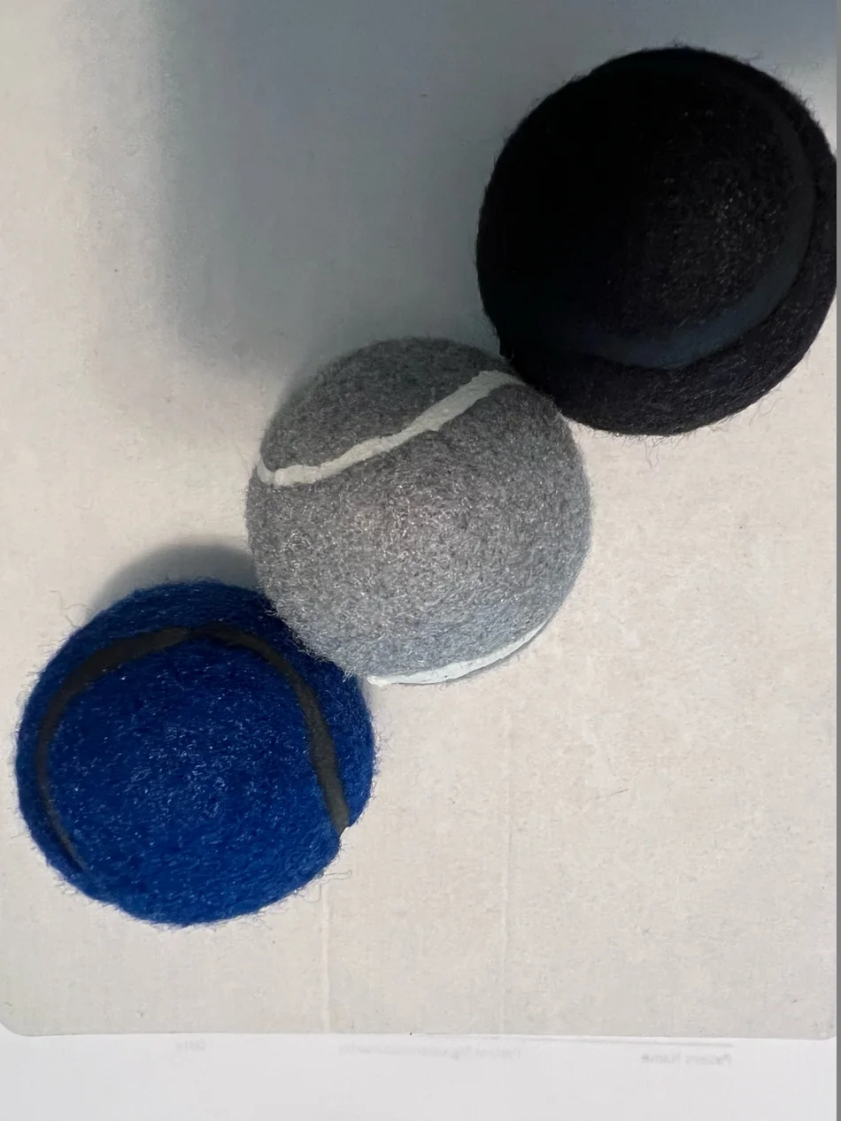Black gray and blue new precut tennis balls